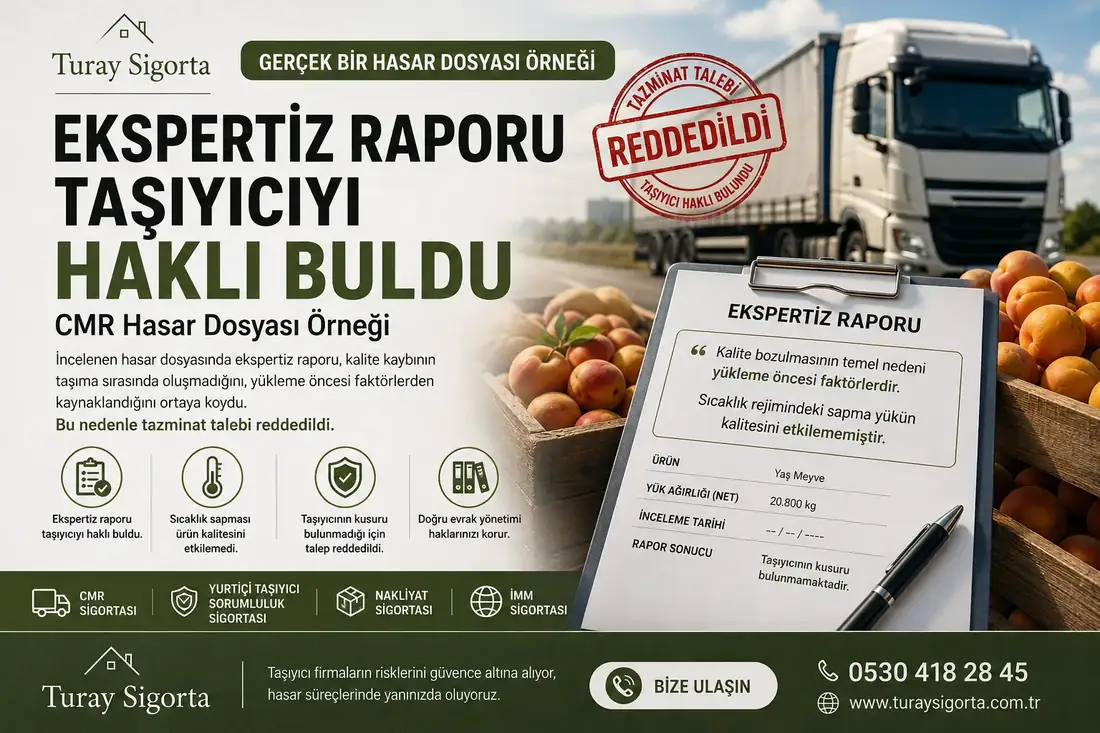 Ekspertiz raporu taşıyıcıyı haklı buldu CMR hasar dosyası örneği